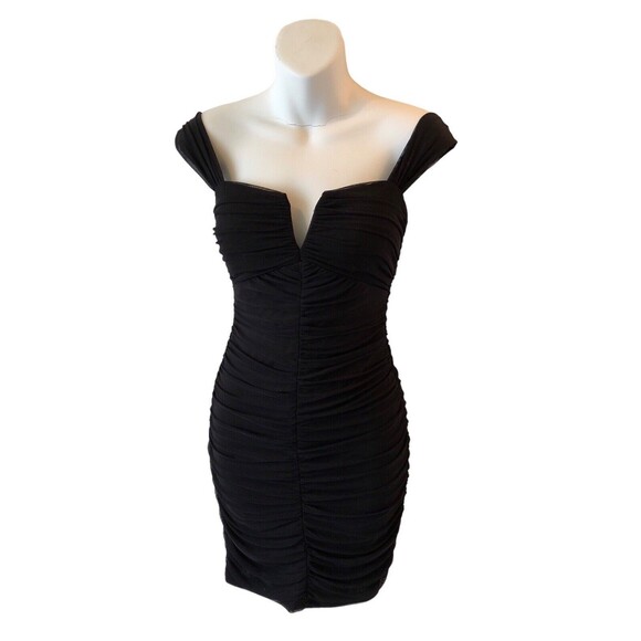 NWOT City Triangles Women's Short Sleeveless Ruching Gathered Black Dress - Picture 2 of 3